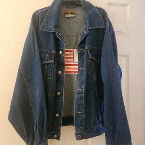 Eagles Ridge USA Y2K 100% cotton Blue denim Rockabilly flag Western XL jacket